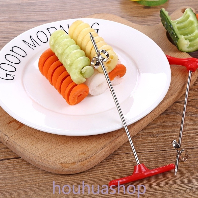 Creative stainless steel vegetable spiral machine, potato, carrot, cucumber spiral slicer, manual twist cutter, spiral cutter, kitchen tool
