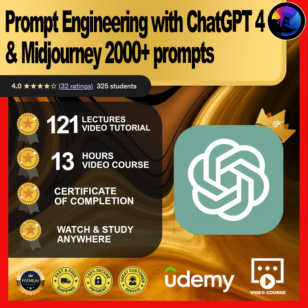 [Video Course] Prompt Engineering with ChatGPT 4 & Midjourney 2000+ prompts