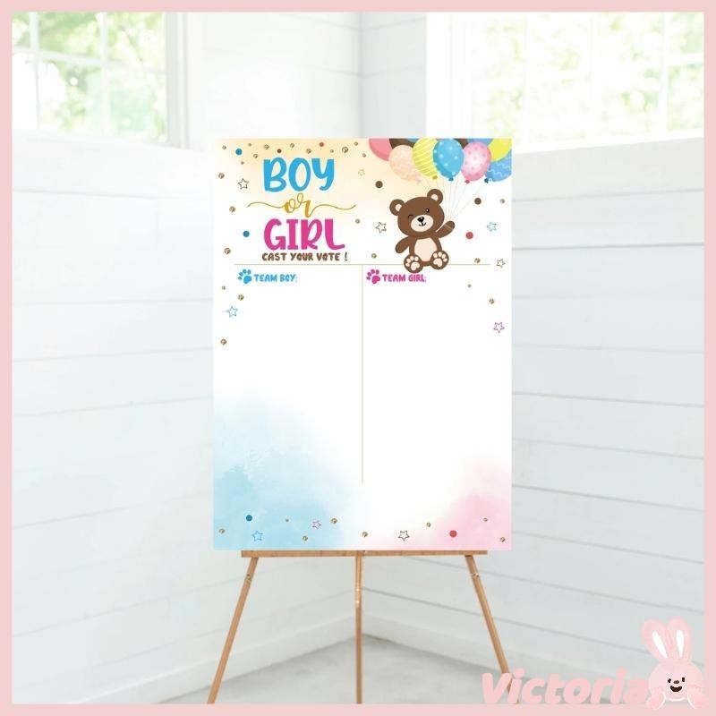 VIC Gender Reveal Poster Games 36 Voting Stickers Party Supplies Decorations