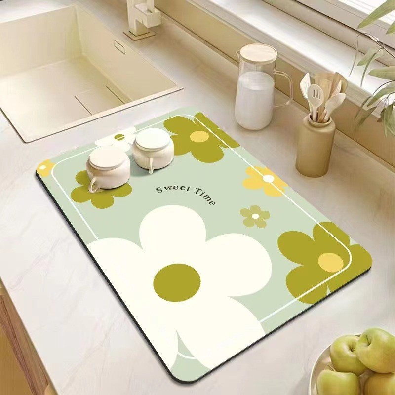 Kitchen Countertop Drain Pad Diatom Mud Absorbent Pad Tableware Dish Placemat Stove Dishwasher Desktop Water-Proof Pad No 6