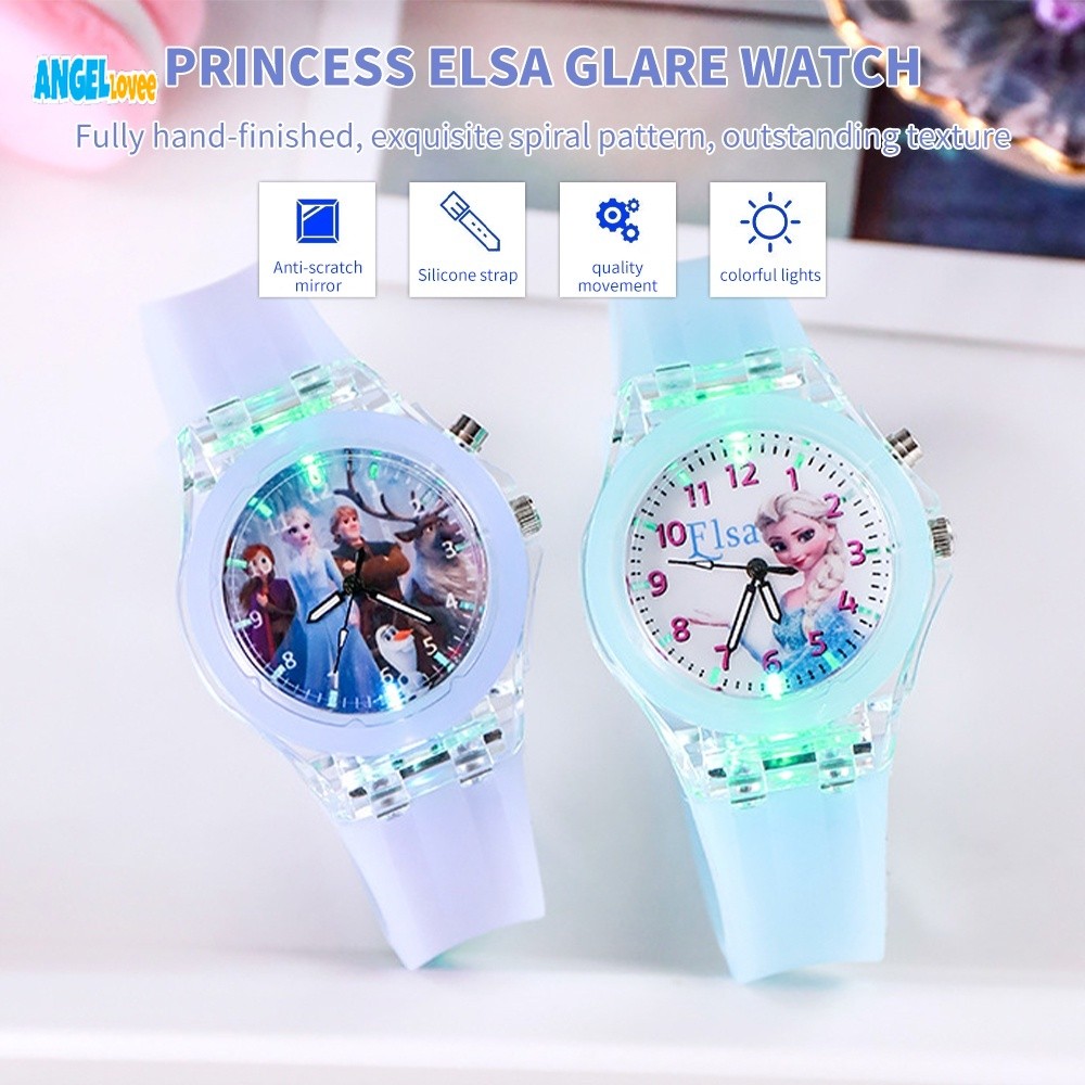 Elsa Watch Kid Watch With Light Watch Frozen Sofia Jam Tangan Frozen
