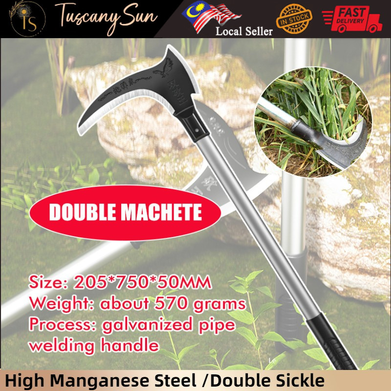 High Manganese Steel Double Sickle Chopping Scythe Axe Wood Trees Cutting Grass Machete Weeding Agricultural Tools双砍镰刀