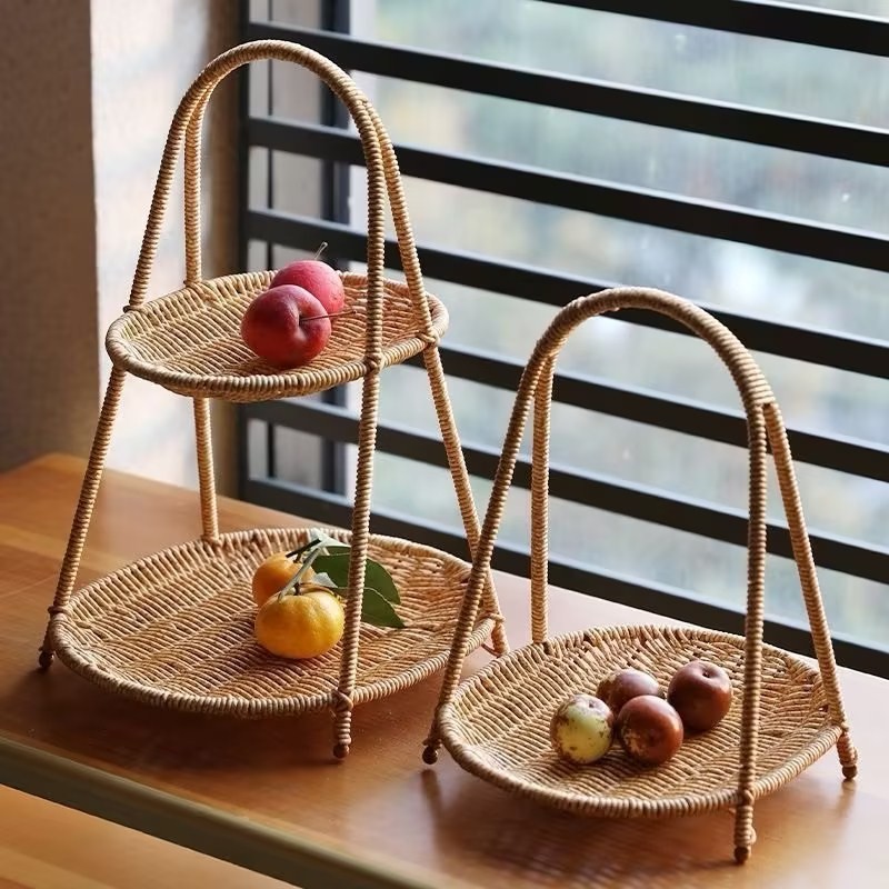 【MY STOCK&24H Delivery】Bamboo Fruit Basket Simple Food Display Tray Creative Multi-layer Storage Basket Home Decor