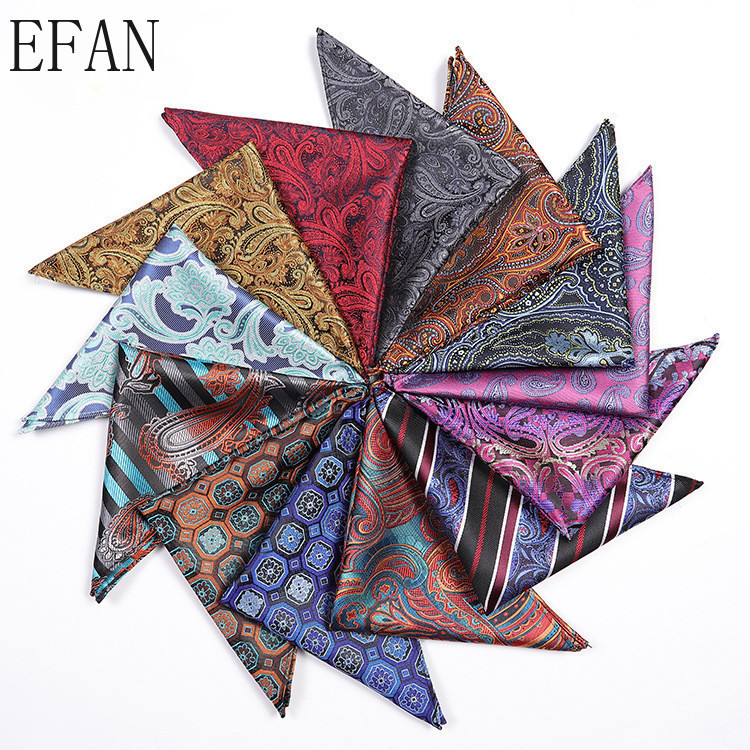 New 25cm Retro Patterned Pocket Square Scarf for Men's Fashion Suit Pocket Towel Handkerchiefs Additional Accessories