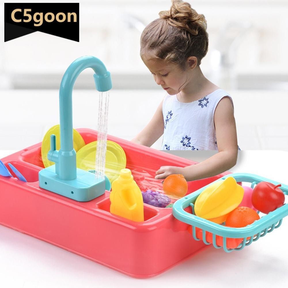 C5GOON Kids Kitchen Sink Toys Simulation Electric Dishwasher Mini Kitchen Pretend Play House Toy Set Children Role Play Girl Toys C3K3