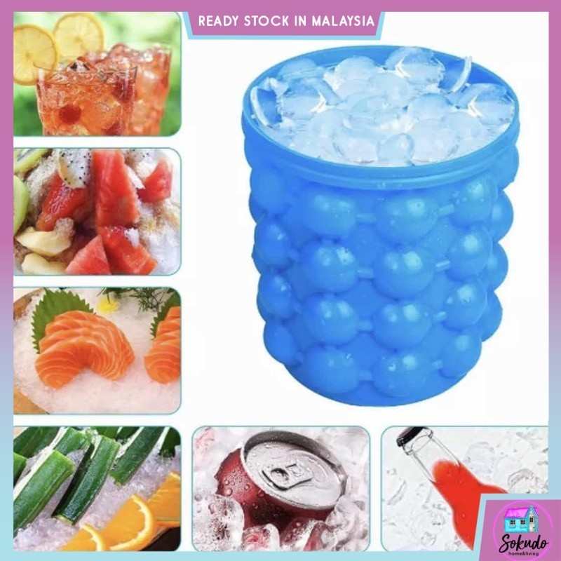 Magic Ice Cube Maker Genie  Silicone Rubber Tray Molds Saving Ice Bucket Bottle Space Saving Cooler Holders