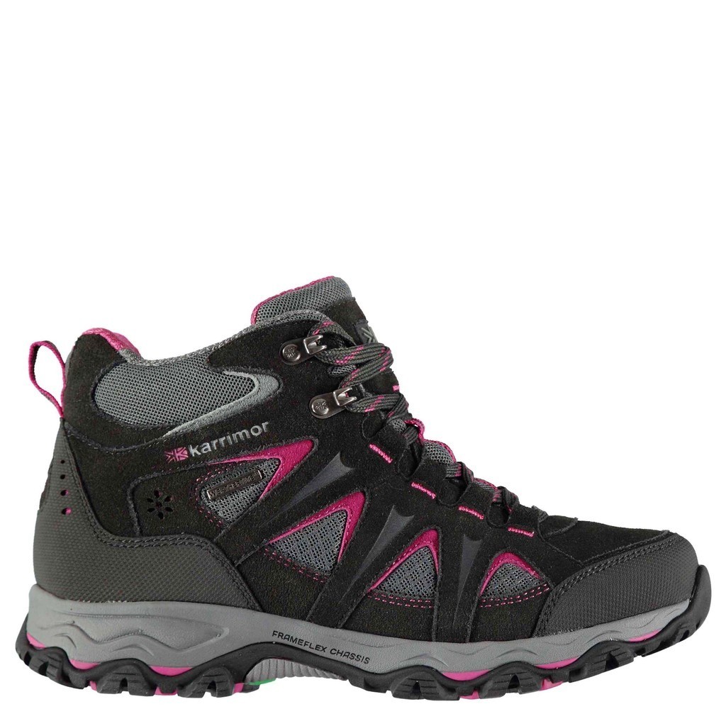 Karrimor Womens Mount Mid Ladies Waterproof Walking Boots (Black/Pink) - Sports Direct