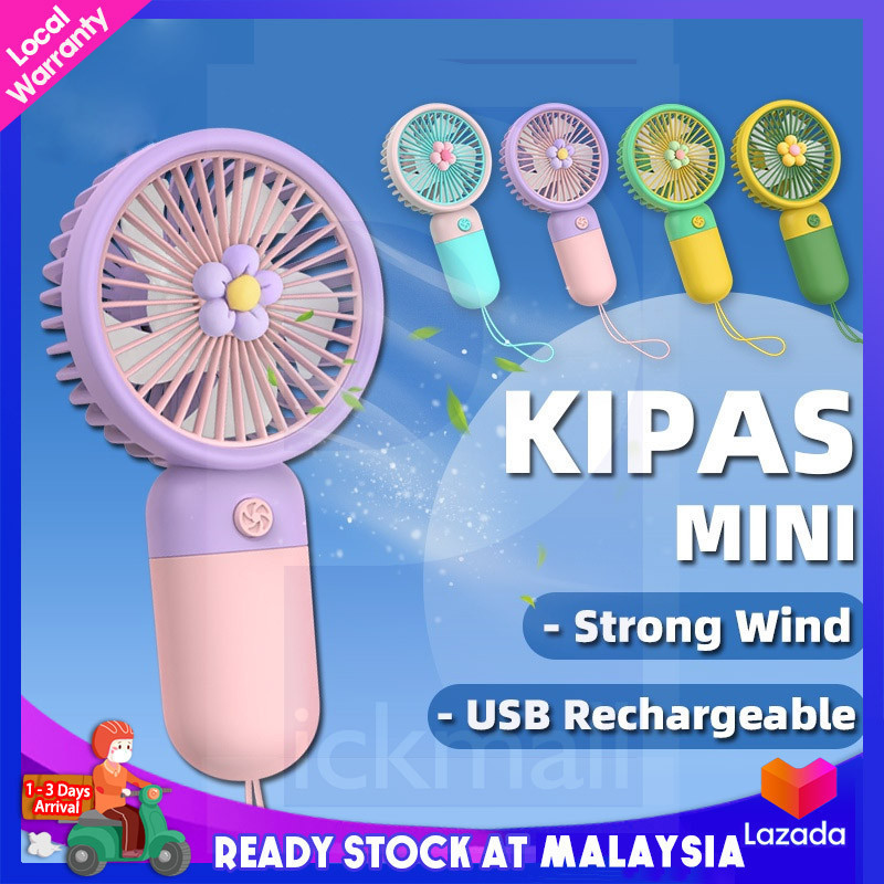 [Ready Stock] Kipas Mini Portable Handheld Fan Usb Fan Strong Wind Cute Mini Fan Rechargeable Kipas Tangan Bateri Summer
