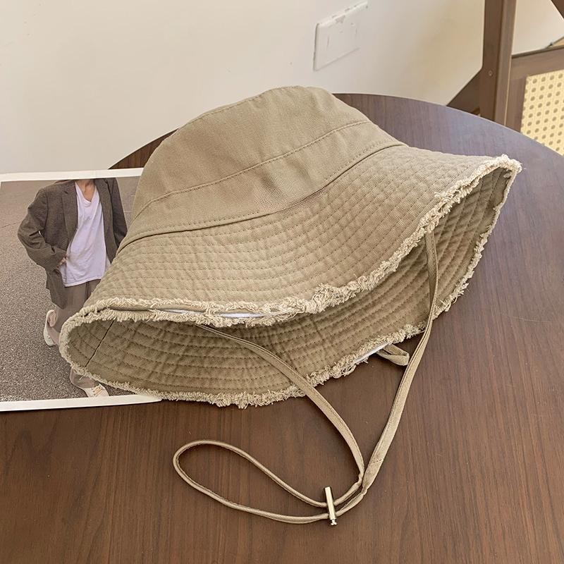 [NO LOGO ]Bucket Hat, Women, Suitable for Summer, Large Brim, Sunshade and Sunscreen, Drawstring, Pink, Large Head Circumference Hat, Thi