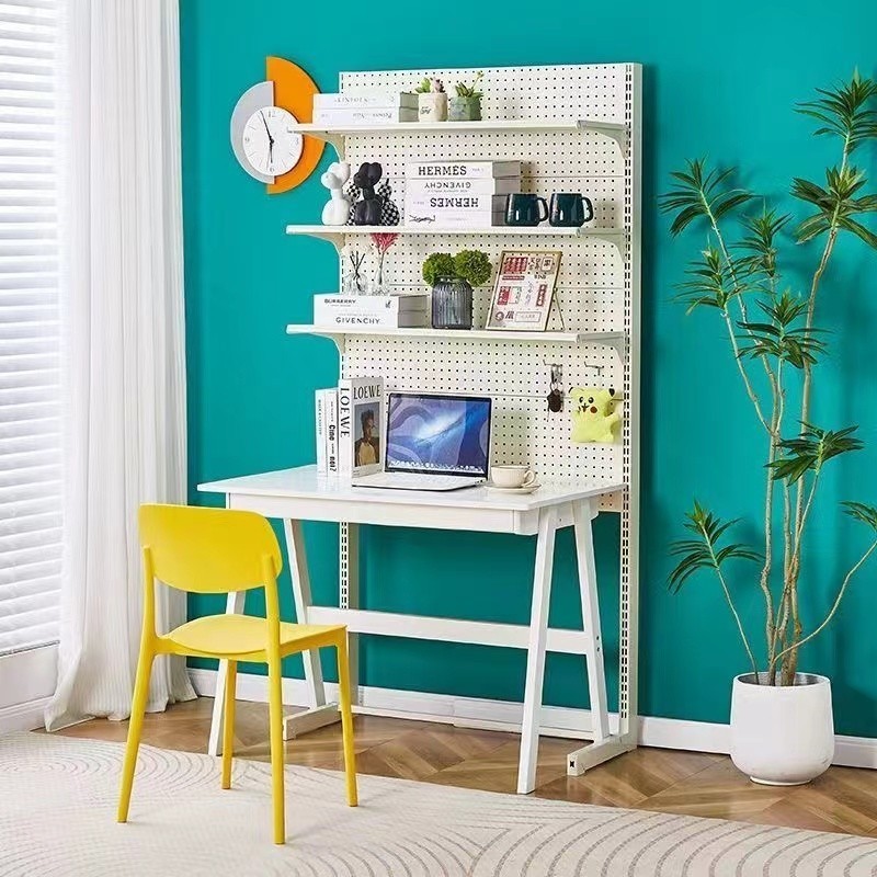 DIY hole-drilled board steel bookshelf wall shelf desk organizer Hardware hole bookshelf storage desk computer desk rack