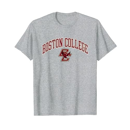 Spot cotton T-shirts Boston College Eagles Apparel Arch Over Graphic Light Gray T-Shirt Fast Shipping 4XL , 5XL , 6XL