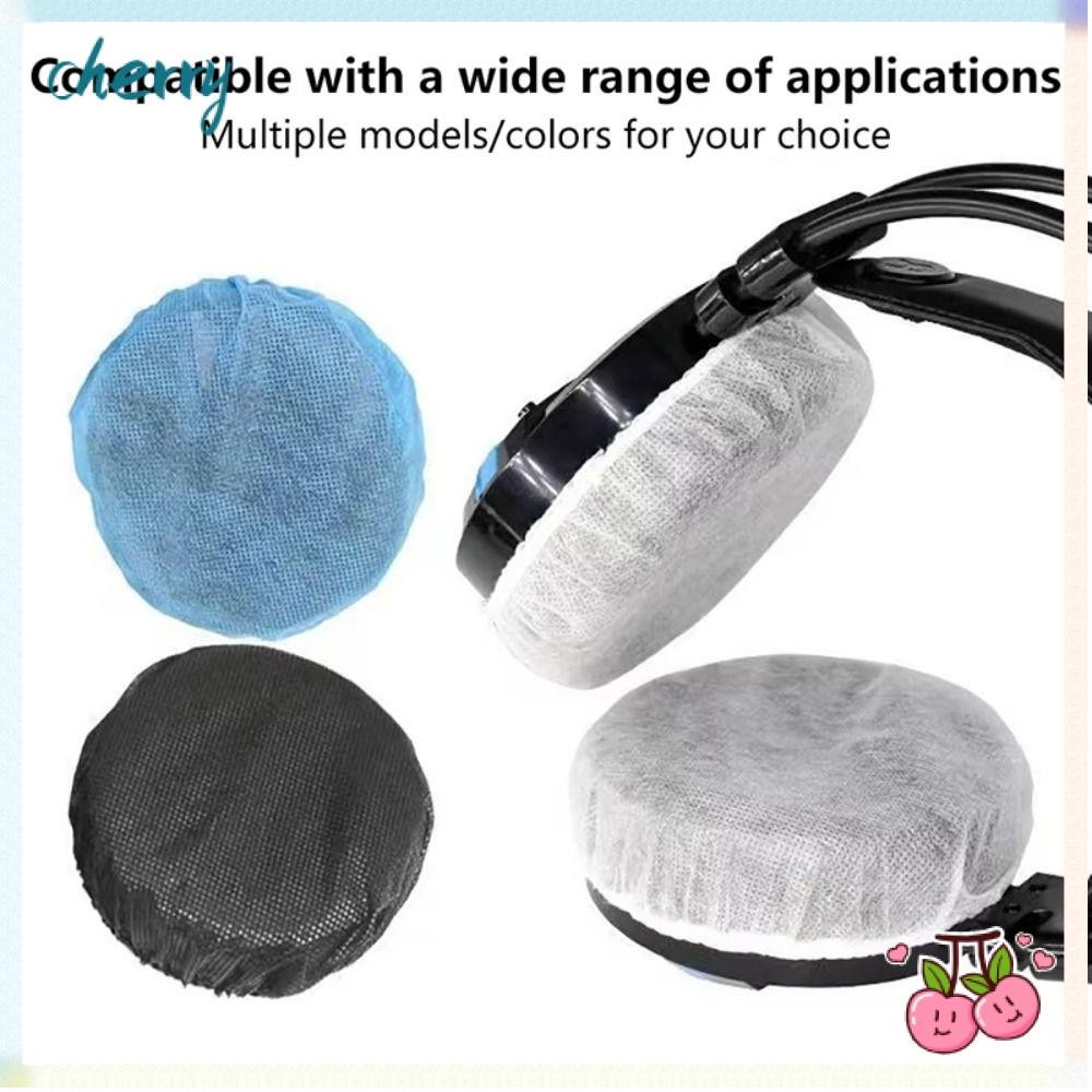 CHERRY 100Pcs/Bag Headphone Cover, Disposable Nonwoven Microphone Covers, Sweat-proof Dirt-proof Highly Elastic Microphone Protective Cap