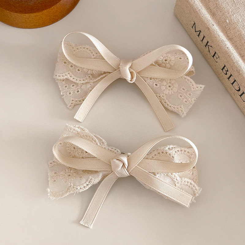 White Lace Bow Hair Clip French Girly Fashion Headdress