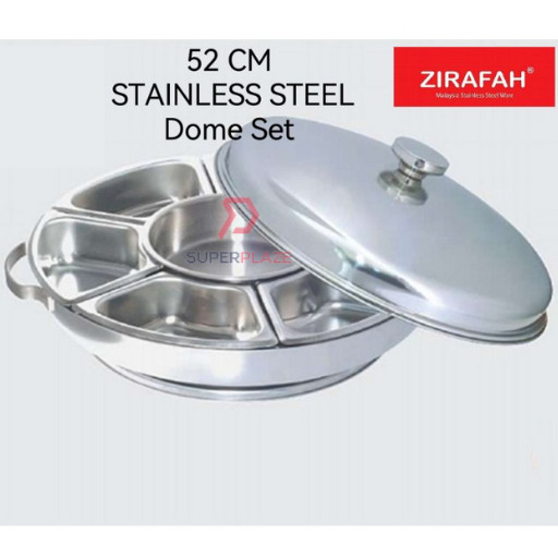 52cm Zirafah Kenduri Catering Set Stainless Steel Dome Round Chafing Dish 2929