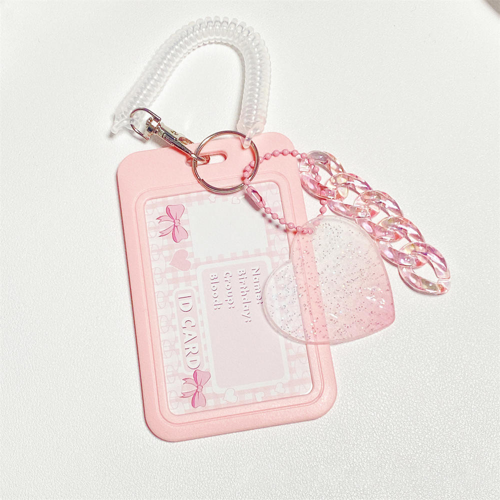 ID Badge Holder Hard Plastic Work Badge Sleeve Flash Pink Love Cloud Gradual Change Guka Keychain Bus Card Student ID Card Case