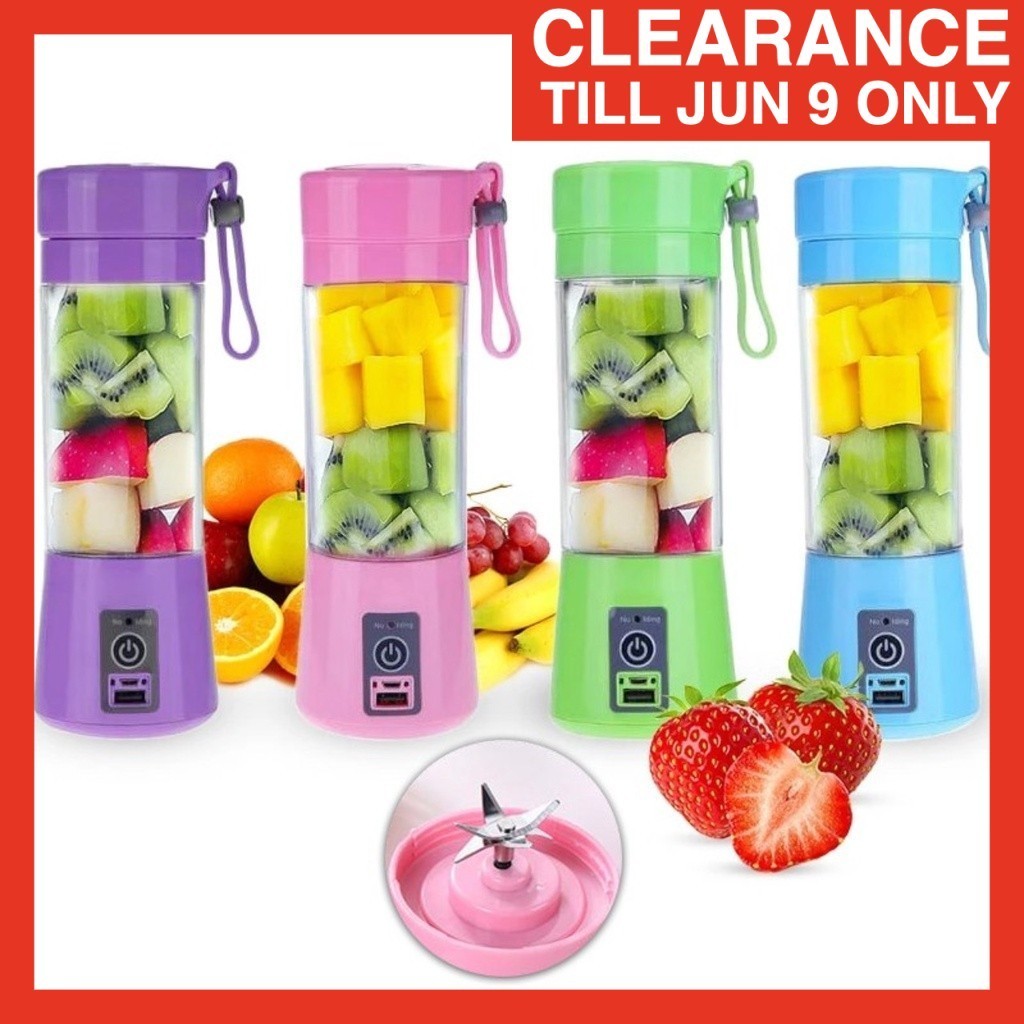 (FREE USB) EW Rechargeable Portable Mini Fruit Blender Fruit Juice Blender Stainless Steel Pengisar Buah Sayur Jus 果汁搅拌机