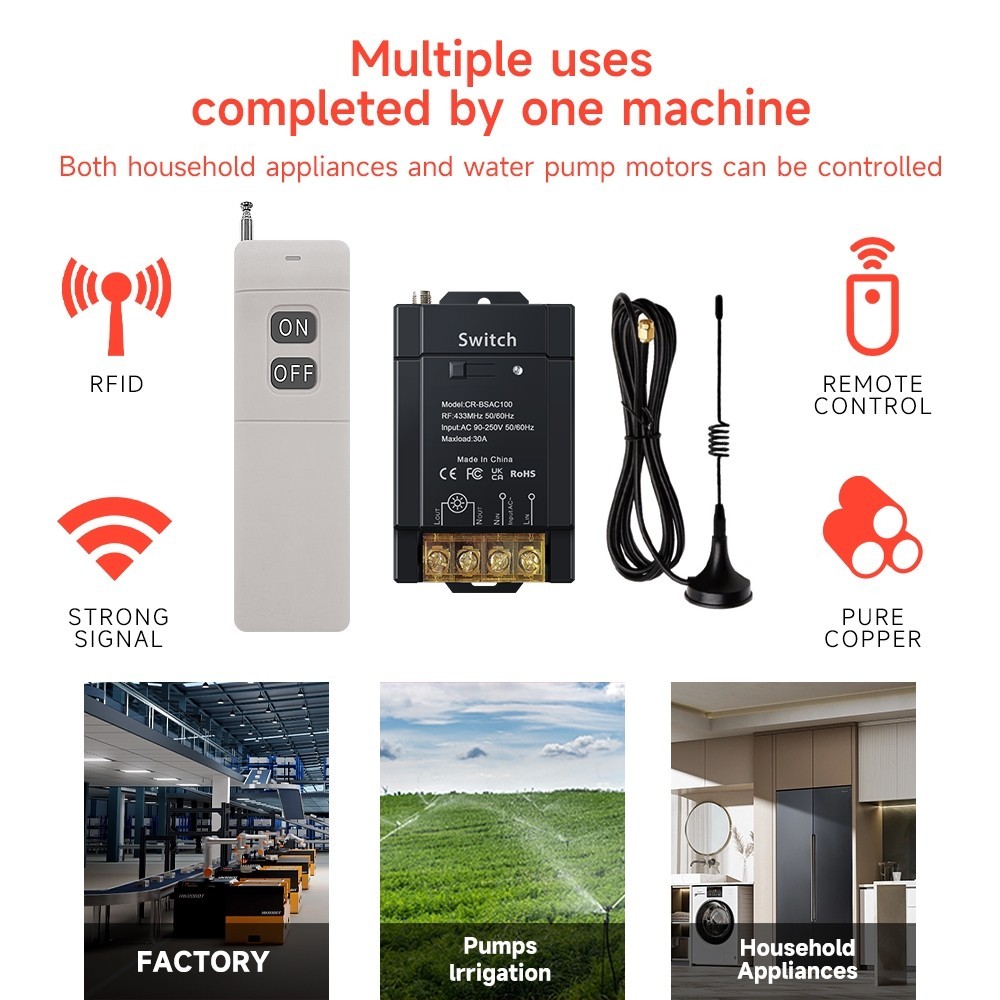 Purpose Versatile Cerhot 30A Wireless Switch Remote controller AC 100V-250V Relay Control RF Light Hous Have Must - Image 3