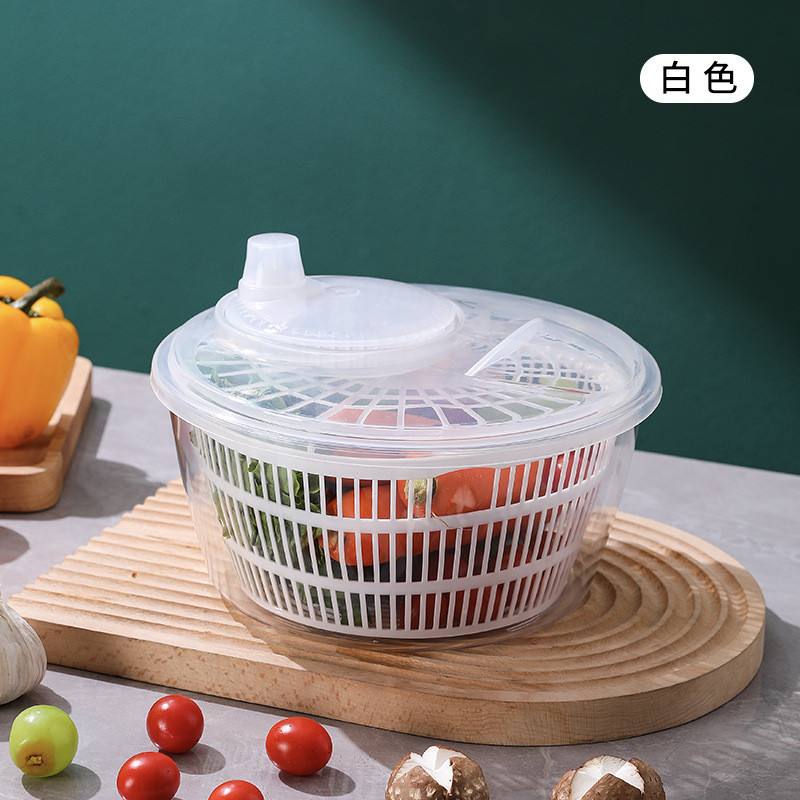 Vegetable Spinner Drain Dehydrator Vegetable Washing Basket Manual Handy Tool PET Vegetable Spinning Material Fruit Salad 6.23