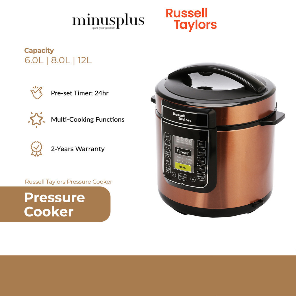 Russell Taylors 9 Smart Cooking Options Rice & Pressure Cooker (6.0L-12L) - PC-60 | PC-80 | PC-12