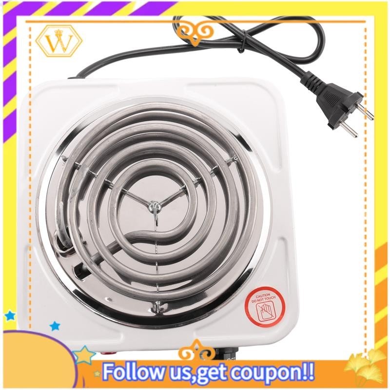 【W】Electric Single Burner Cooktop Compact Portable Hot Plate,1500W, White & Stainless Eu Plug