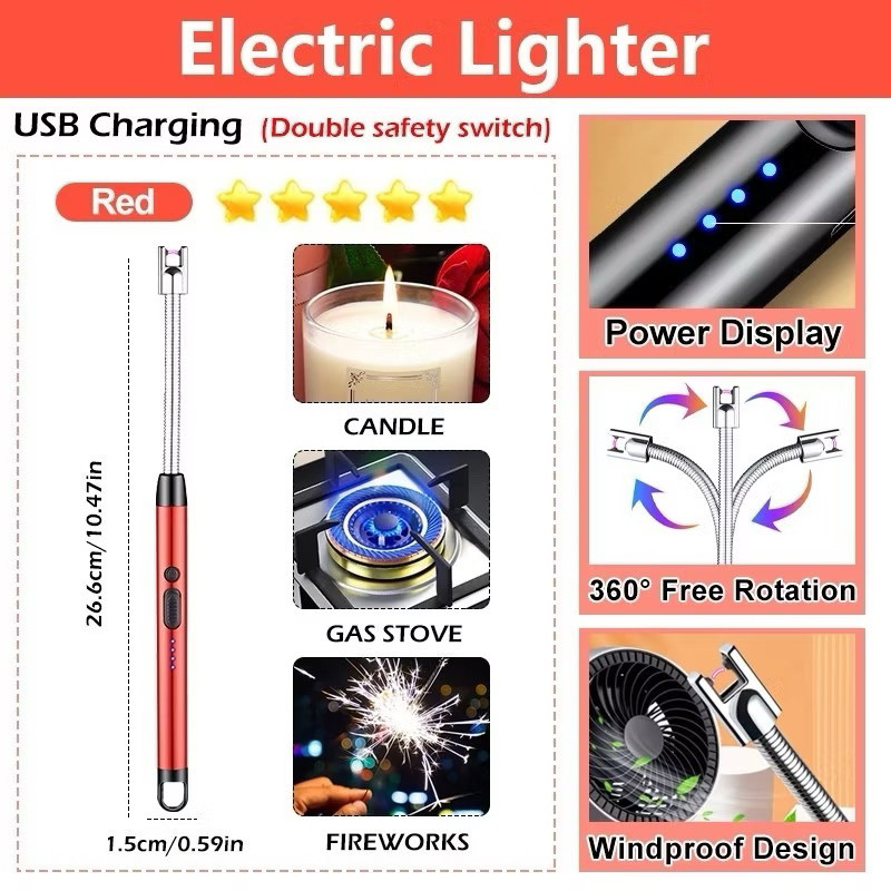 Stove Gas Lighter Pemetik Api Gas Electric Arc Lighter Windproof Lighter USB Lighter Stove Ignition Gun Rechargeable 打火机