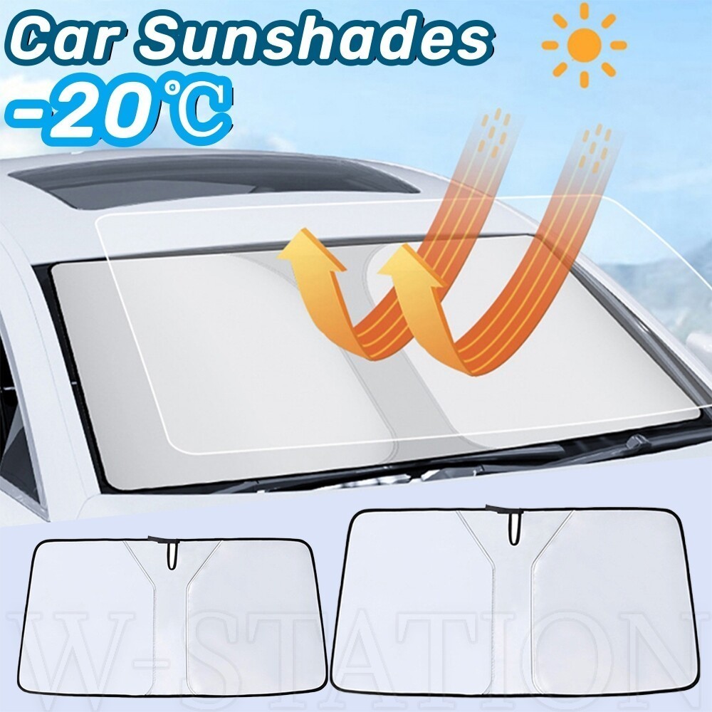 Upgraded Thickened Car Windshield Sunshade Blocks / Foldable Anti UV Rays Sun Visor Protector / Easy Installation Detachable Front Window Sunshade Covers / Car Accessories