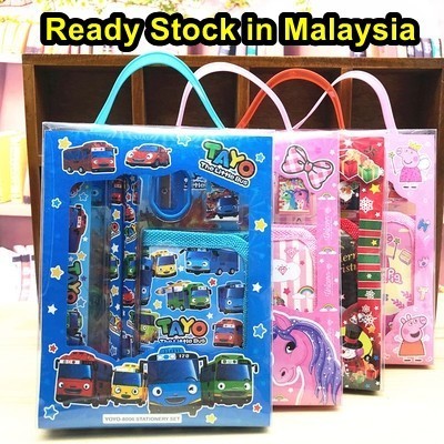Kid Stationery 6 in 1 Set Children Birthday Party Bag Wallet Set Kuromi Melody Kitty Cinnamoroll Frozen Spiderman