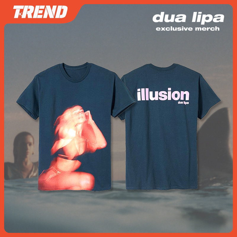 Dua Lipa Illusion Merch Cotton T-shirt Plus Size Vintage Fashion Men's and Women's Printed Short Sleeved Top Harajuku Summer Student Street Casual Shirt Tee