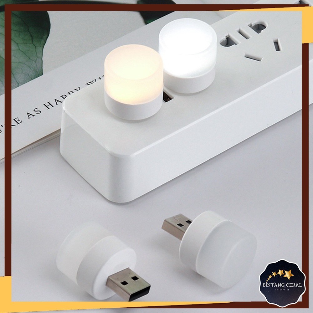 BC USB Plug Lamp Small Table White Warm Light Charging Power Head Reading Eye Protection Round Night Lampu Tidur Kecil