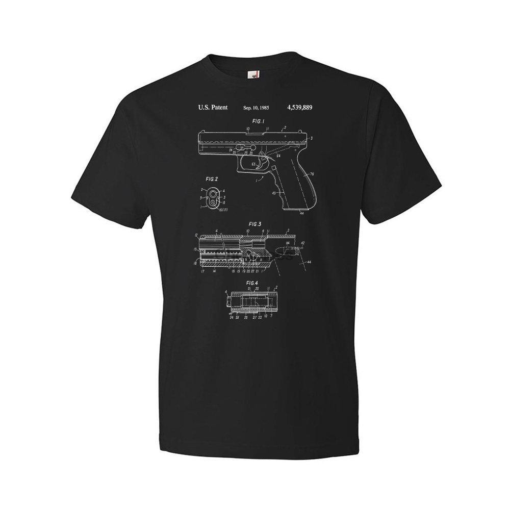 Automatic Pistol Gun Club Policeman Military Apparel Gun Blueprint Police Station Detective cotton