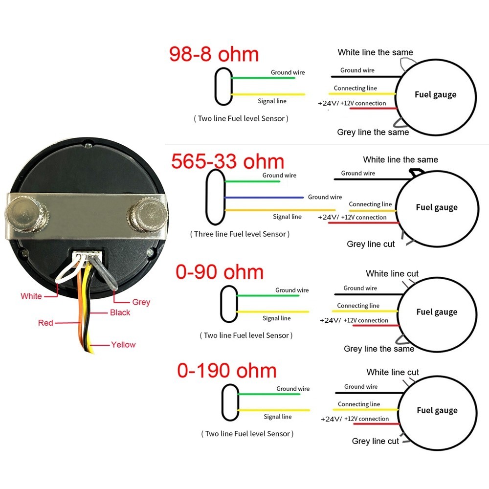 Purpose Multi Universal 12V 2" 52mm Ultra Thin Car Motorcycle Fuel Level Meter Gauge Electronic 8 LED Light Display B...
