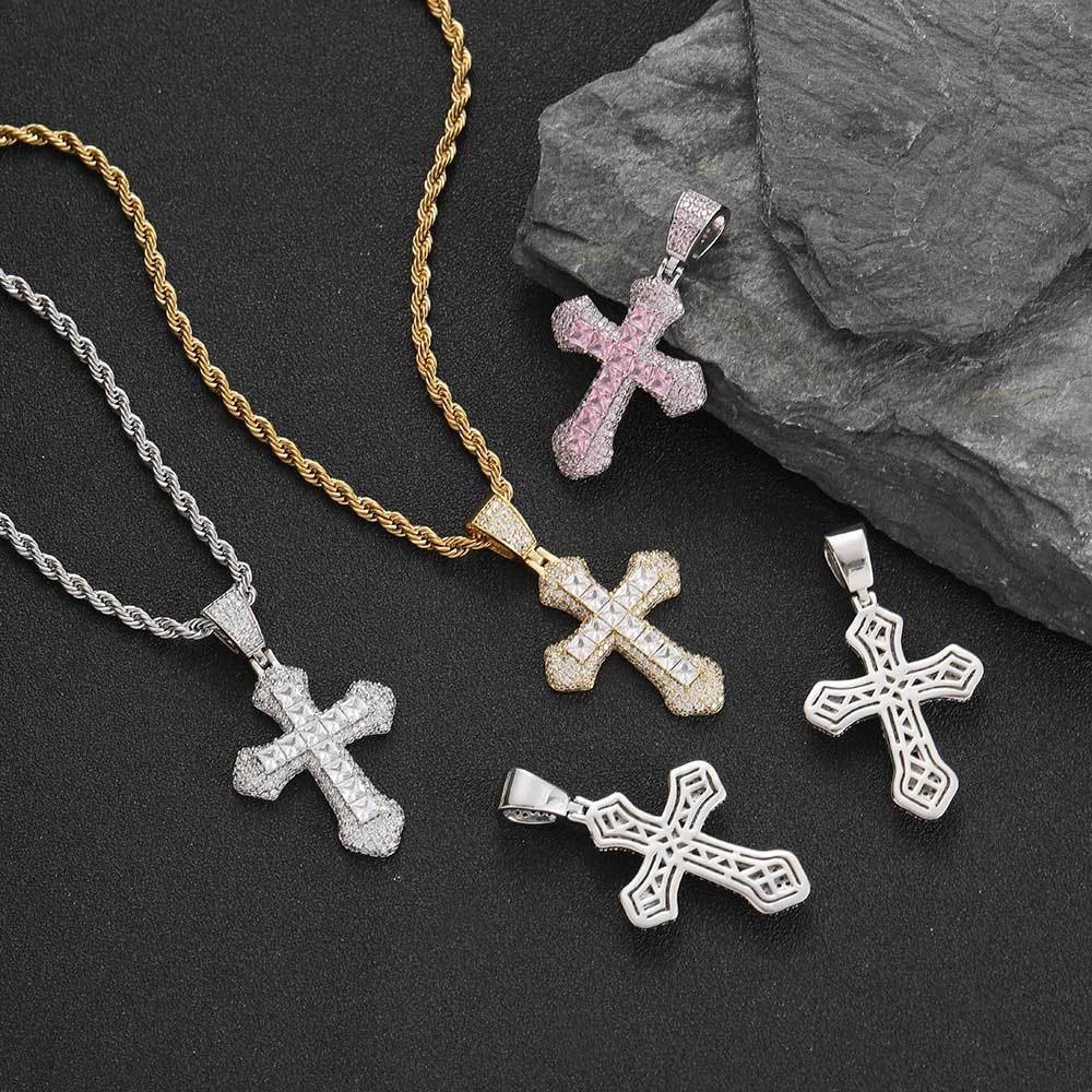 Fashion Chain Unique Cross Necklace Hip Hop Full Diamond Pendant Necklace