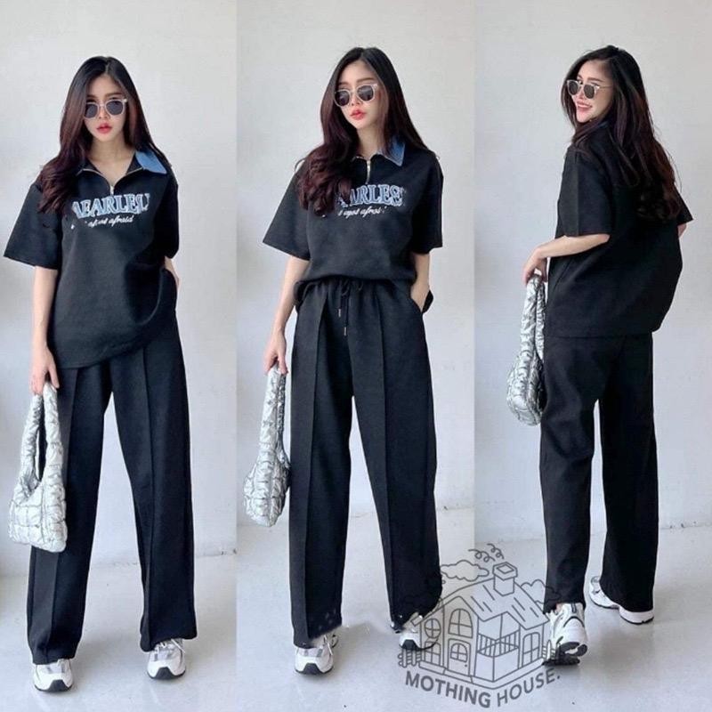 Baju Set Wanita OOTD style Women Casual Long Pants Women Suits 2pcs Set