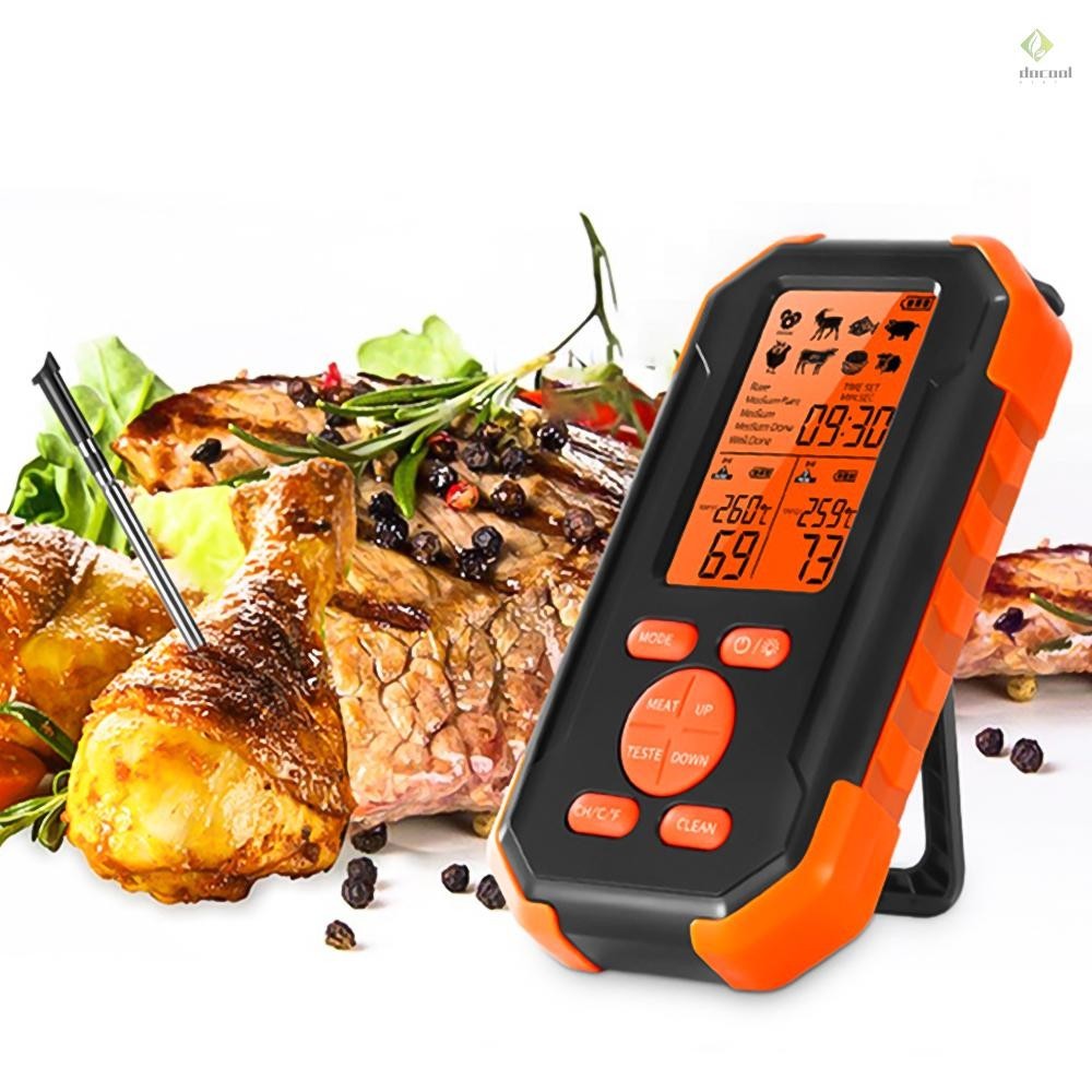 Digital Wireless Meat Thermometer 328FT Remote Range Smart Cooking Thermometer with 2 Probes Rechargeable 2.7-inch LCD Digital Thermometer with Smart Alert Function for Grilling /