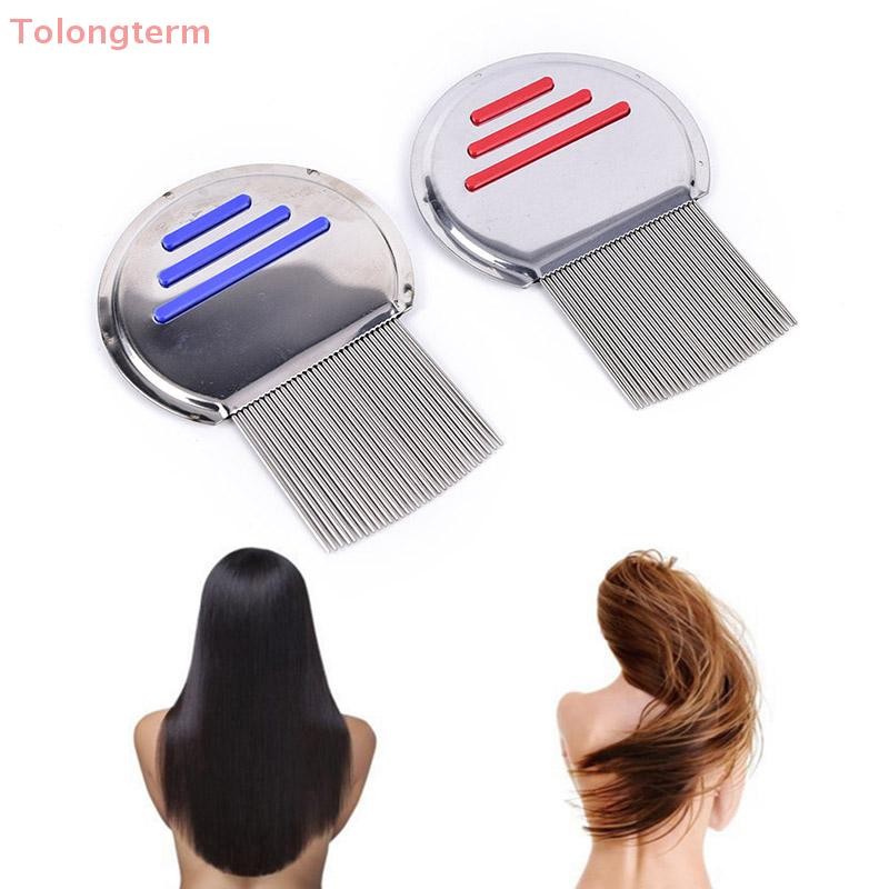 Tolongterm> 1x hair lice comb brushes egg dust nit free removal stainless steel Hair Li…