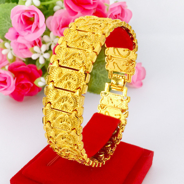 couple bracelet bracelet for woman bracelet couple matching bracelet friendship bracelet bracelet Sand Gold Jewelry Dragon Pattern Bracelet Color Preservation Gold Men Women Imitation Gold Brass Plated Real Gold Couple Watch Buckle Gold Plated Bracelet