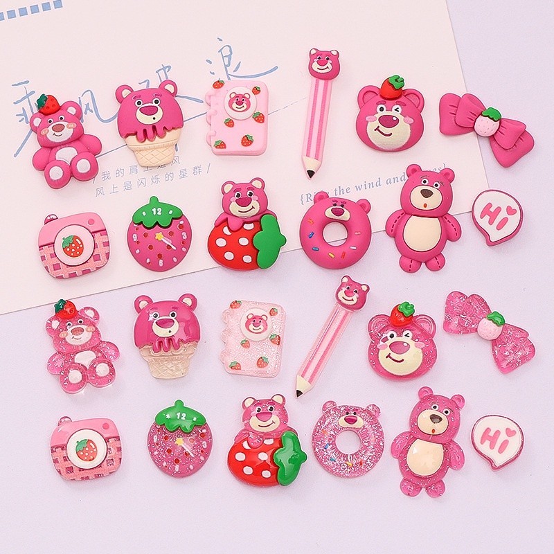 Diy Resin Accessories Hair Accessories Accessories Accessories diy Cream Glue Phone Case Accessories Shoe Buckle Decorative Patch Material Strawberry Bear Series Resin Accessories diy Jewelry Accessories