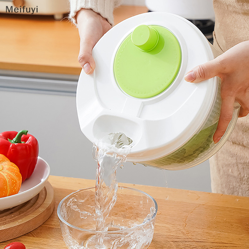 [Meifuyi] Salad Spinner Dryer Vegetable Fruit Food Drain Basket Dehydrator Quick Washing Drying Manual Centrifuge Kitchen Household Tool COD