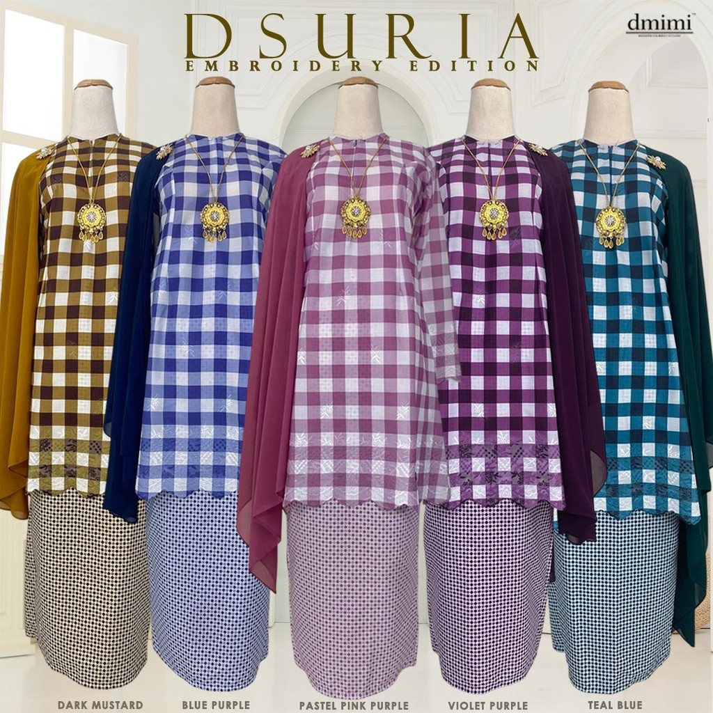 DMIMI Baju Kurung Pahang Labuh DSURIA | Printed Pahang Labuh | High Quality Royal Japanese Embroidery