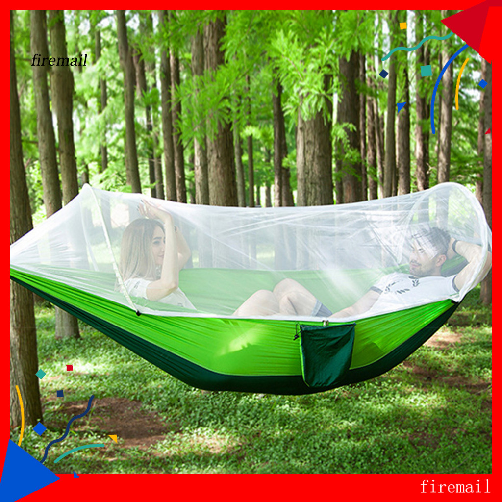 [FM] 1 Set Hammock Eco-friendly Breathable Polyester High Density Hammock Mosquito Net for Forest