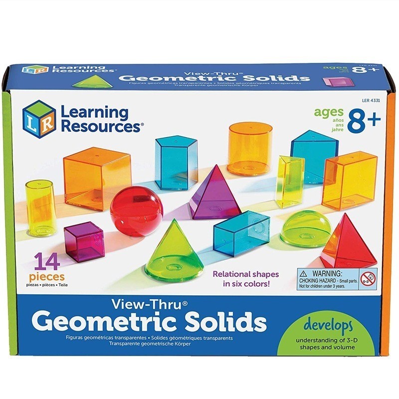 Learning Resources View-Thru Geometric SolidsTrasparent 3D Shape Math Science Geometry Teaching Aid EducationToy-T215