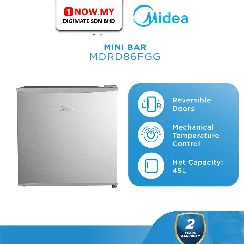 MIDEA 50L Mini Bar Refrigerator MDRD86FGG | Sleek Reversible Door Peti Sejuk 冰箱