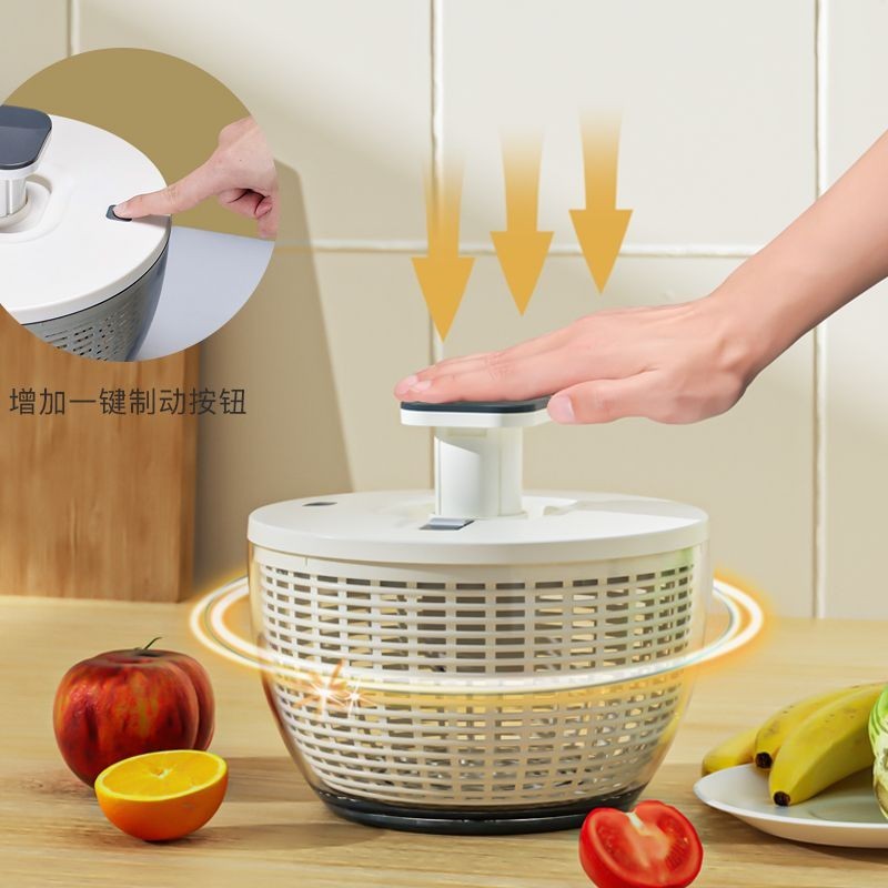 Salad Vegetable Dehydrator Household Kitchen Tool Manual Dryer Water Drain Artifact Vegetable and Fr沙拉蔬菜脱水器家用厨房工具手动甩干机甩水神器蔬菜水果洗菜盆 4.18