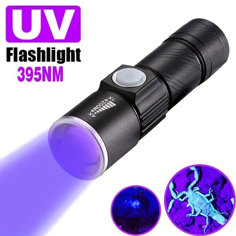 UV flashlight 395nm curing light Pet urine stain resin detection lamp Adjustable focal length 240 lumens aluminum alloy electric torch