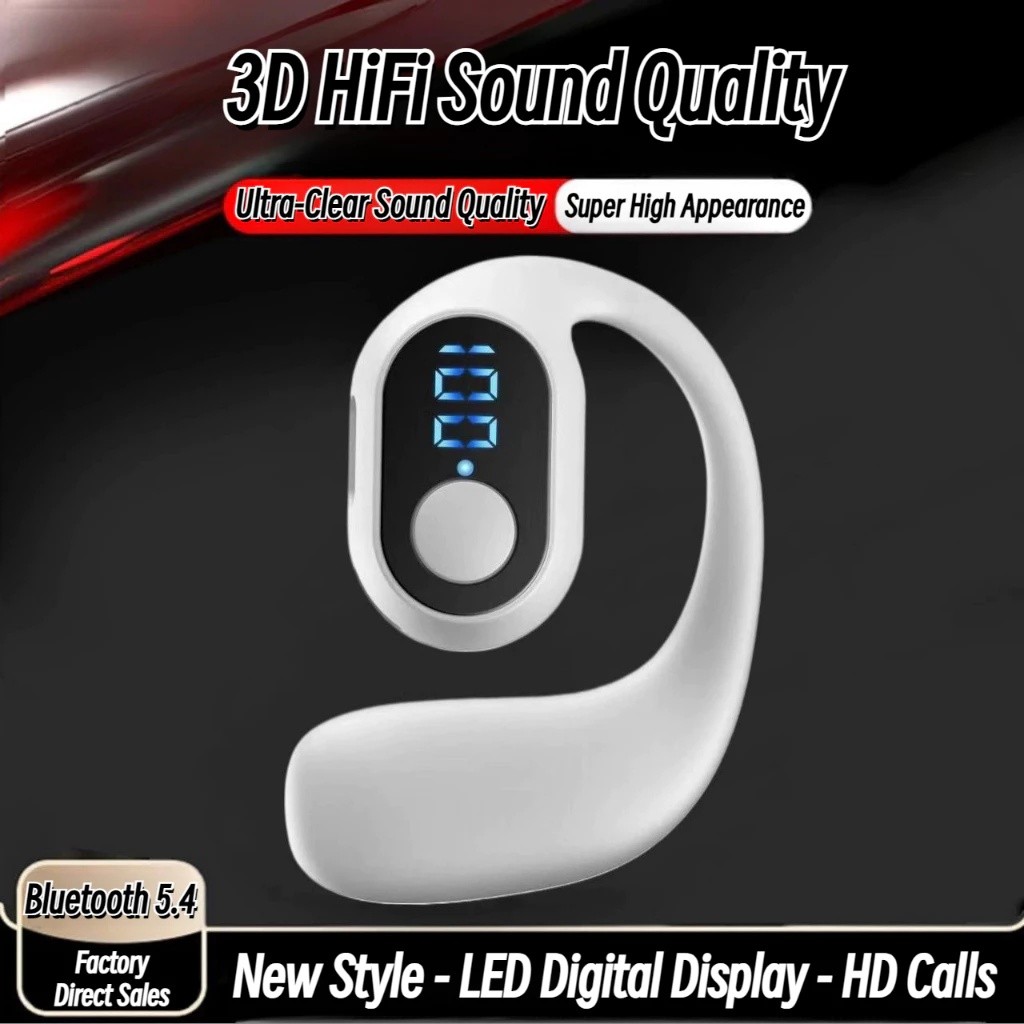 OWS Digital display single earbuds wireless earphone Wireless ear hook type ultra long endurance headphones bluetooth bu