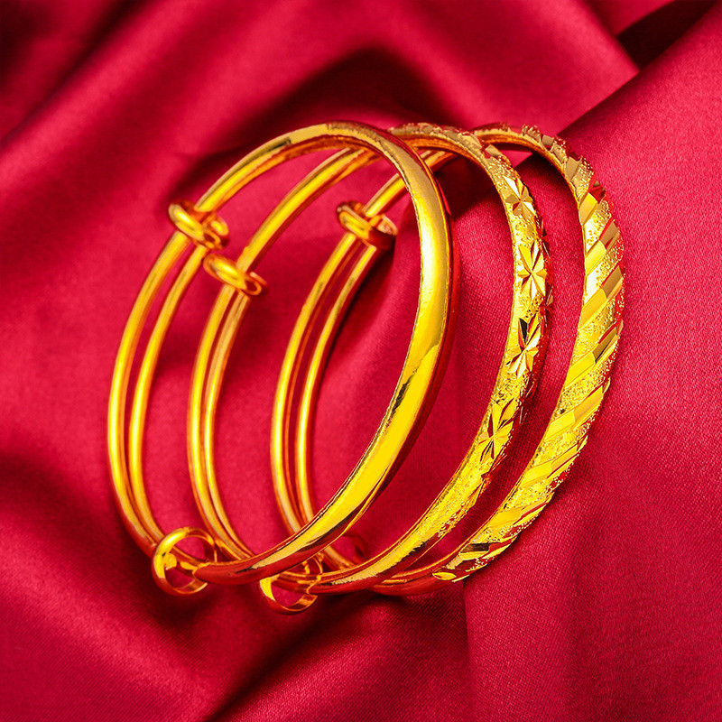 24K Gold Plated Women Shining Star Bangle ADJUSTABLE Gelang Emas Bangkok Gypsophila/Meteor Shower/Peacock/Glossy Desgin