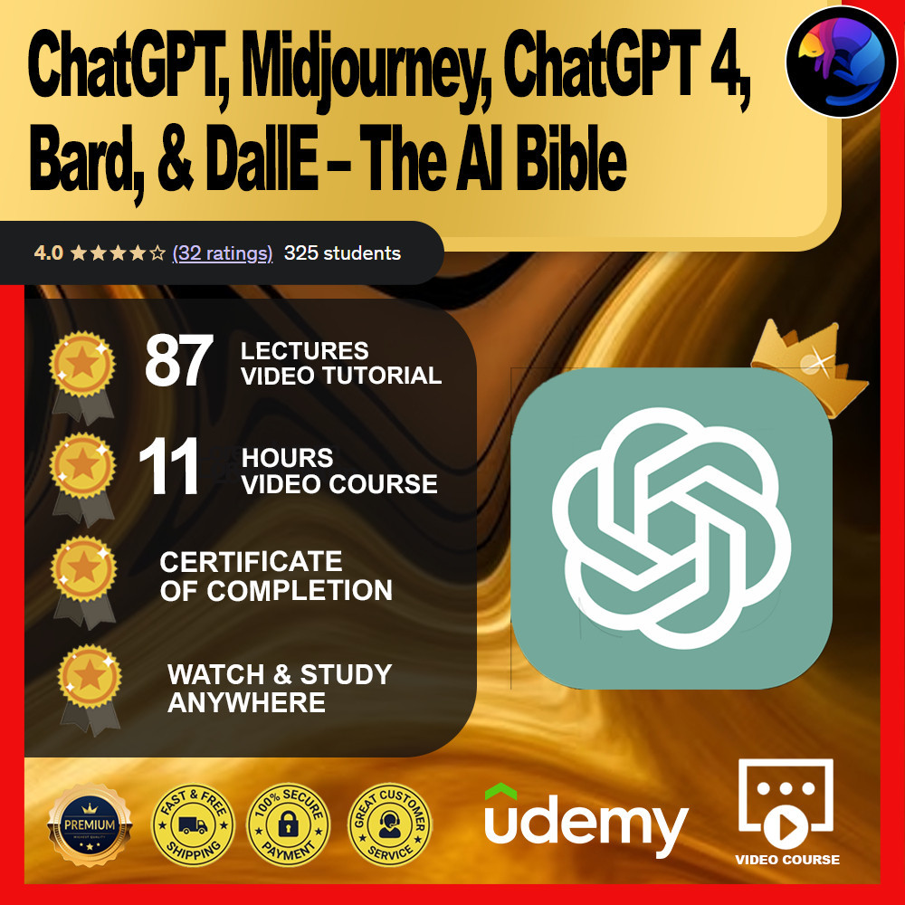 [Video Course] ChatGPT, Midjourney, ChatGPT 4, Bard, & DallE – The AI Bible