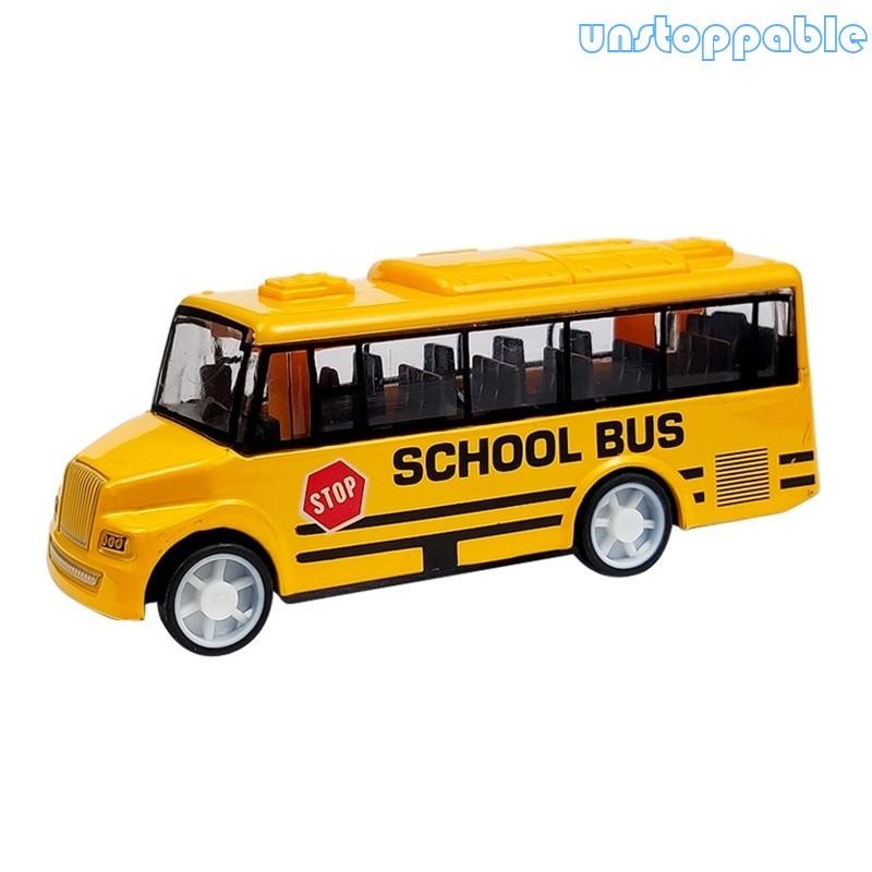 Un* Crash Resistant Model School Bus Toys with Pull -Back Fit for Kids