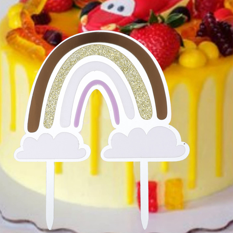 BCF Rainbow Cake Topper,Soft Pottery Colorful Rainbow Cake Decoration Rainbow Theme Cake Supplies For Birthday Party Wedding Cake Decorations Supplies