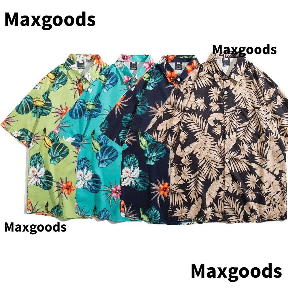 MAX Hawaiian Shirt, Flower Plants Holiday Clothing Apparel Beach Loose Tops, High Quality Comfortable Wear Attractive Color Short Sleeve Beach Shirt